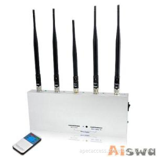 10~15m 5-Band GSM CDMA 3G 4G Remote Controlled Cell Phone Signal Blocker White